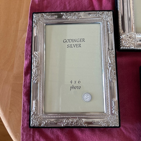 Godinger silver plate frames, one 5 x 7, two 4 x 6, and one 3 1/2 x 5 - Picture 4 of 6